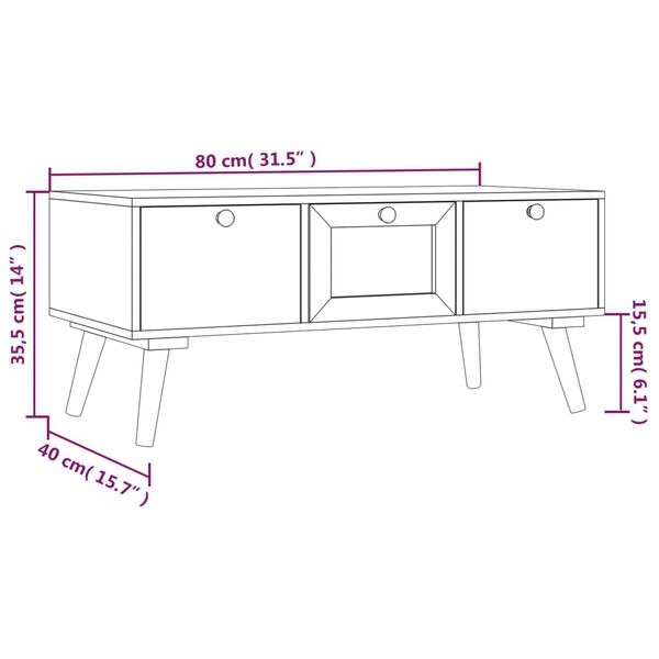 vidaXL Τραπεζάκι Σαλονιού με Συρτάρια 80x40x35,5 εκ. από Επεξεργ. Ξύλο