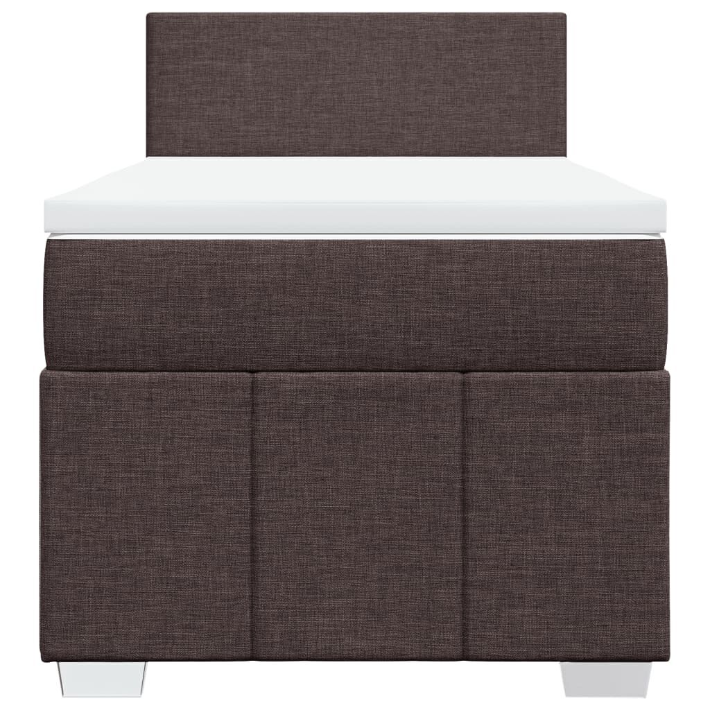 vidaXL Κρεβάτι Boxspring με Στρώμα Σκούρο Καφέ 90x190 εκ. Υφασμάτινο