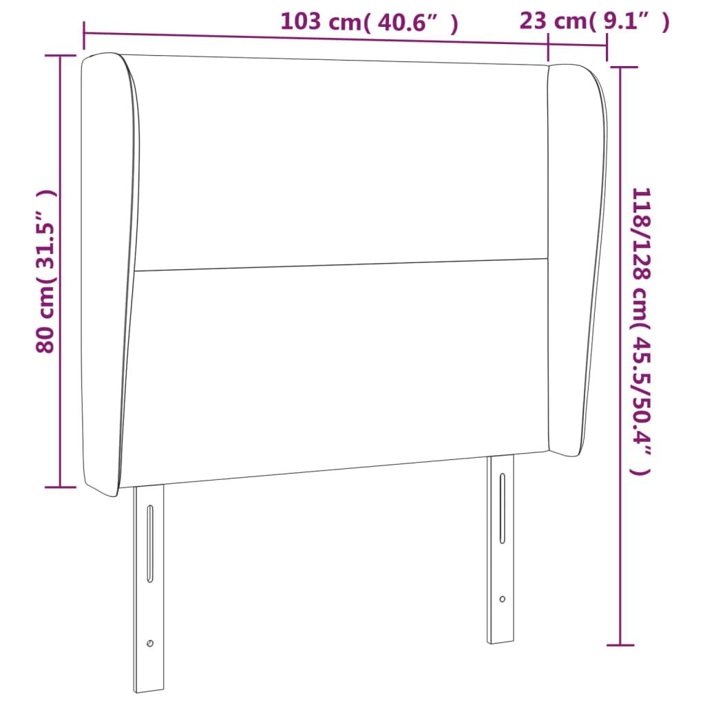 vidaXL Κεφαλάρι με Πτερύγια Μαύρο 103x23x118/128 εκ. Συνθετικό Δέρμα