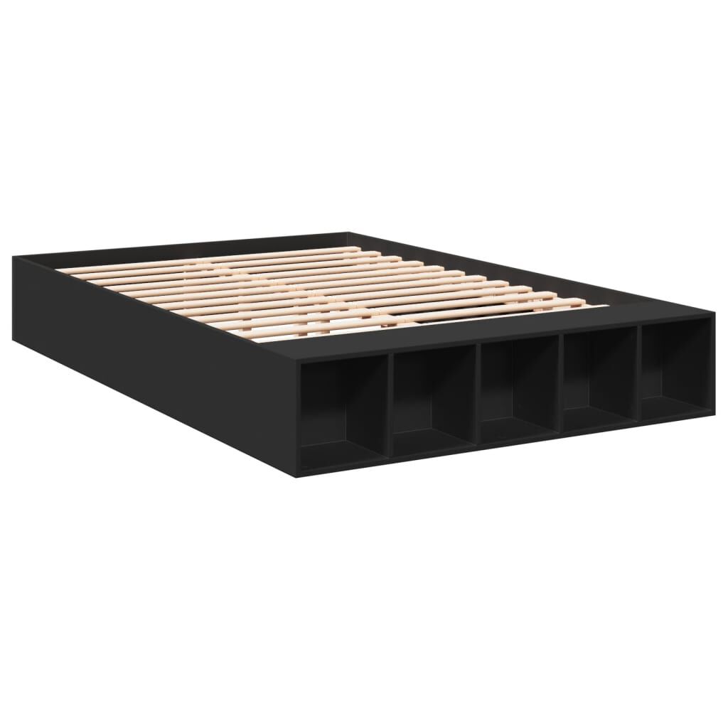 vidaXL Πλαίσιο Κρεβατιού Μαύρο 140 x 190 εκ. Επεξεργασμένο Ξύλο