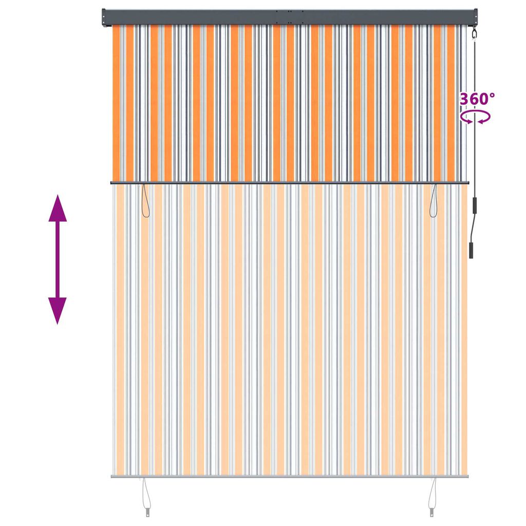 vidaXL Εξωτερικό ρολό Ριγέ Κίτρινο και μπλε 220 x 250 cm ύφασμα