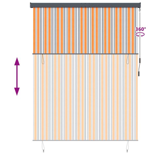 vidaXL Εξωτερικό ρολό Ριγέ Κίτρινο και μπλε 220 x 250 cm ύφασμα