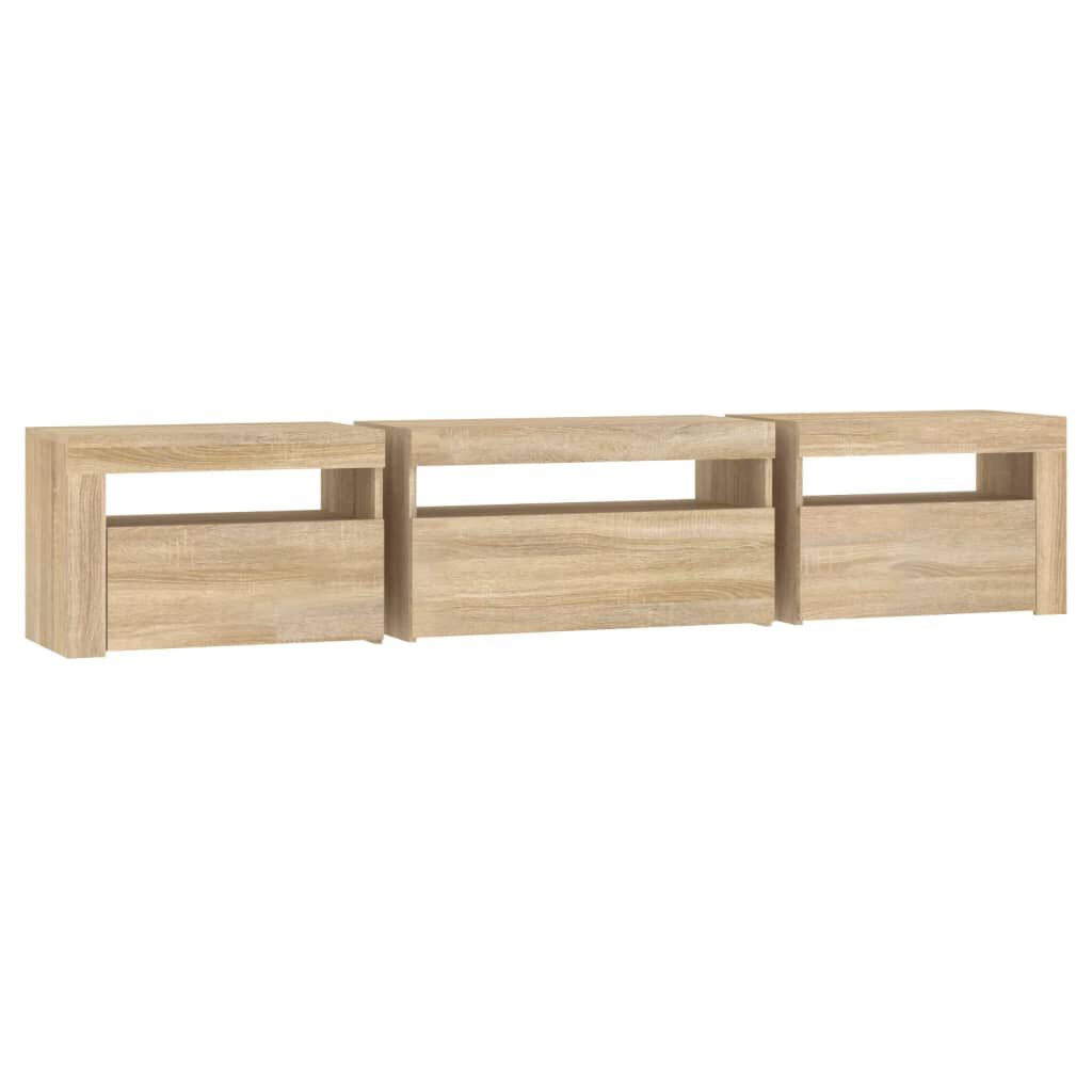 vidaXL Έπιπλο Τηλεόρασης με LED Sonoma Δρυς 195x35x40 εκ.