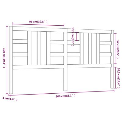 vidaXL Κεφαλάρι Κρεβατιού Γκρι 206 x 4 x 100 εκ. από Μασίφ Ξύλο Πεύκου