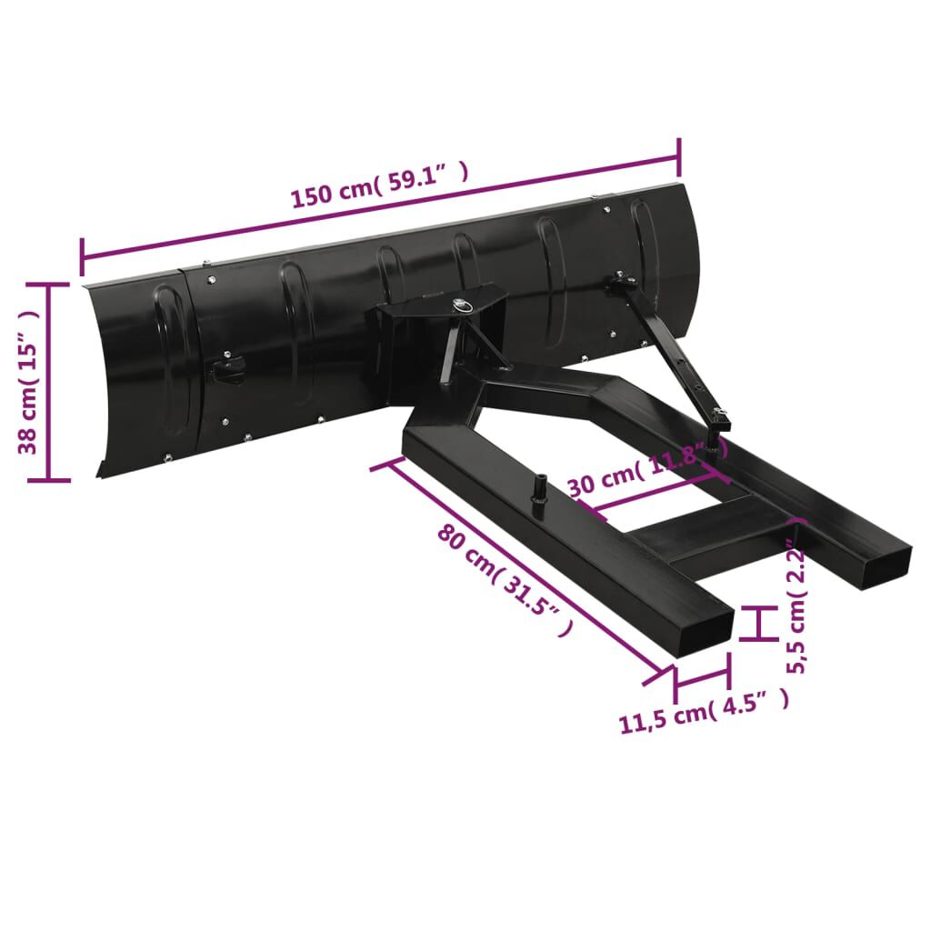 vidaXL Εκχιονιστικό για Περονοφόρο Μαύρο 150 x 38 εκ.
