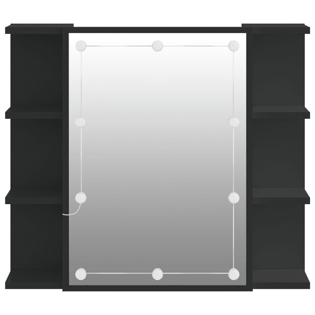 vidaXL Έπιπλο Καθρέπτη με LED Μαύρο 70 x 16,5 x 60 εκ.