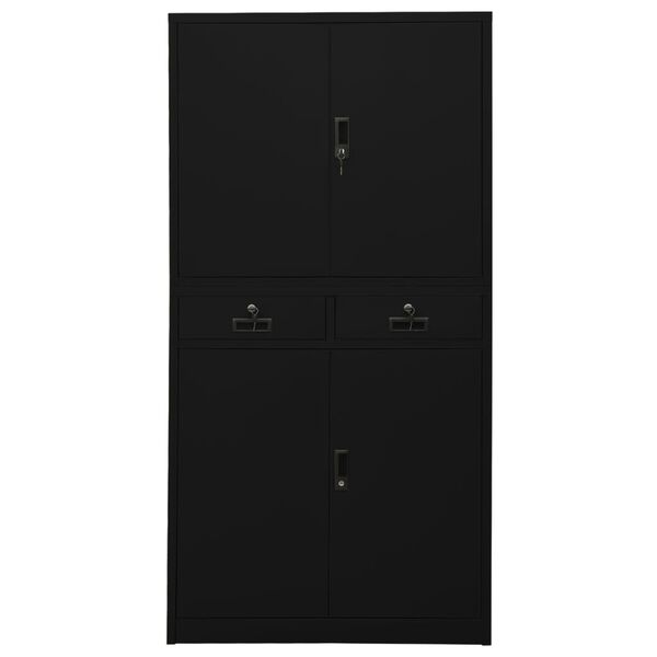vidaXL Ντουλάπα Γραφείου Μαύρη 90 x 40 x 180 εκ. Ατσάλινη