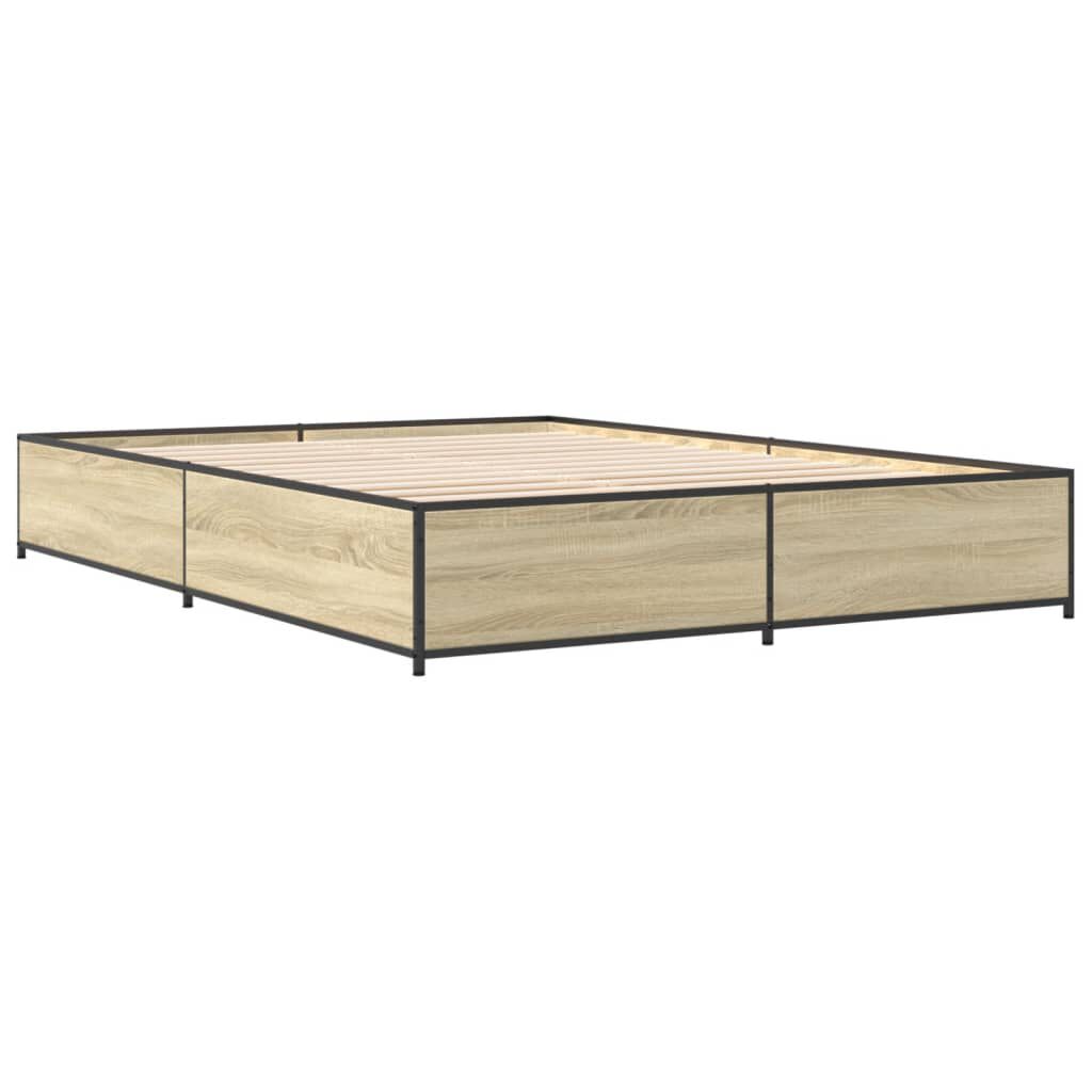 vidaXL Πλαίσιο Κρεβατιού Sonoma Δρυς 120x200 εκ. Επεξ. Ξύλο & Μέταλλο