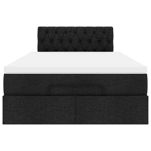 vidaXL Οθωμανικό κρεβάτι με στρώμα & LEDs Μαύρο 120x190 cm Ύφασμα