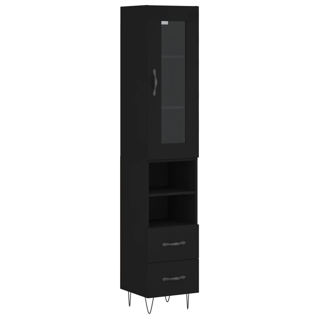 vidaXL Ντουλάπι Μαύρο 34,5 x 34 x 180 εκ. από Επεξεργασμένο Ξύλο