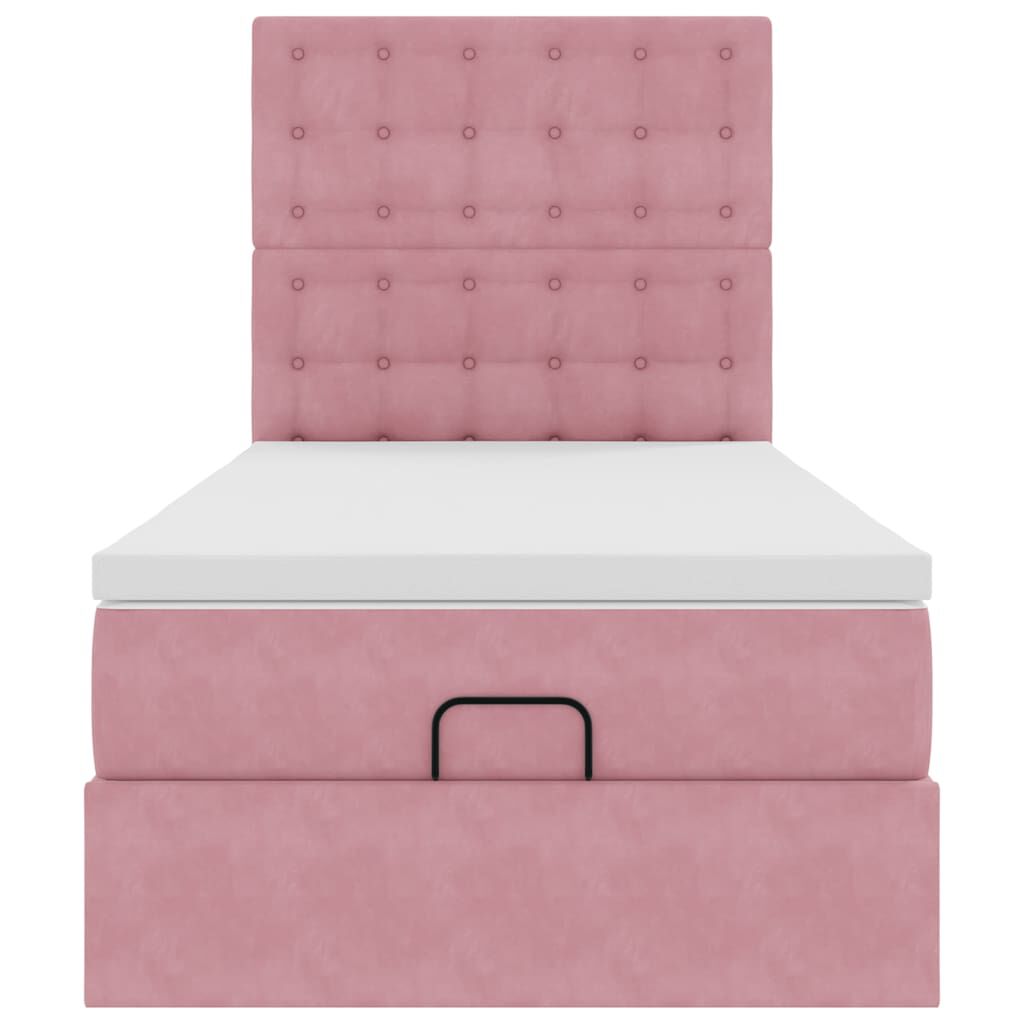vidaXL Οθωμανικό κρεβάτι με στρώματα Ροζ 100x200cm Velvet