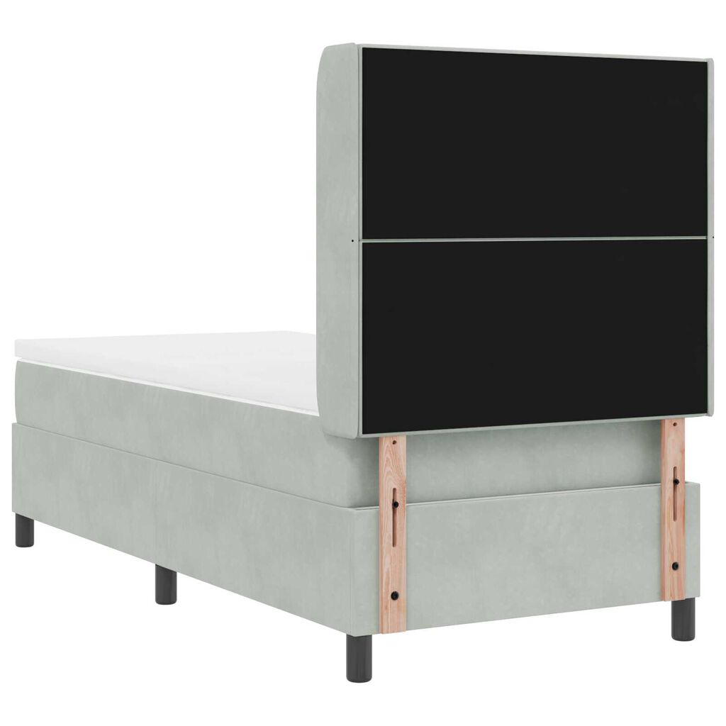 Κρεβάτι Box Spring με Ματράκι Γκρίζο Ανοιχτό 80x200 εκ. Βελούδινο