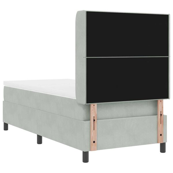 Κρεβάτι Box Spring με Ματράκι Γκρίζο Ανοιχτό 80x200 εκ. Βελούδινο