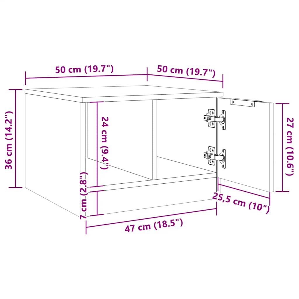 vidaXL Τραπεζάκι Σαλονιού τεχνίτης Δρυς 50x50x36 εκ Επεξεργασμένο Ξύλο
