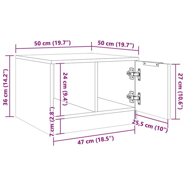 vidaXL Τραπεζάκι Σαλονιού τεχνίτης Δρυς 50x50x36 εκ Επεξεργασμένο Ξύλο