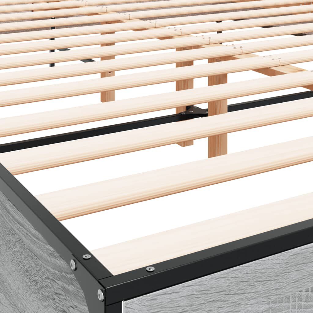 vidaXL Πλαίσιο Κρεβατιού Γκρι Sonoma 150x200 εκ. Επεξ. Ξύλο & Μέταλλο