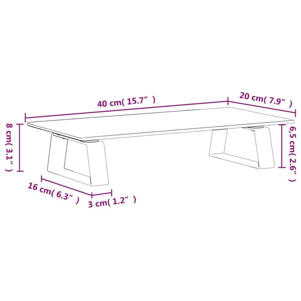 vidaXL Βάση Οθόνης Μαύρη 40x20x8 εκ. από Ψημένο Γυαλί και Μέταλλο