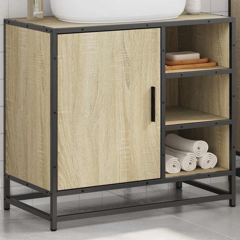 vidaXL Ντουλάπι Νιπτήρα Μπάνιου Sonoma Δρυς 65x33x60 εκ. Επεξ. Ξύλο
