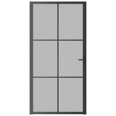 vidaXL Εσωτερική Πόρτα 102,5x201,5 εκ. Μαύρο Ματ Γυαλί και Αλουμίνιο