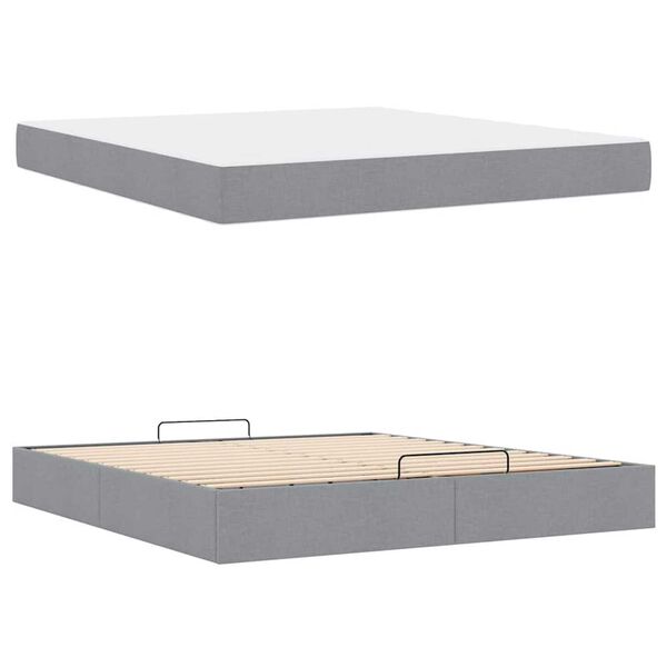 vidaXL Σκελετός Κρεβατιού Άλλο Ανοιχτό γκρι 180 x 200 cm ύφασμα