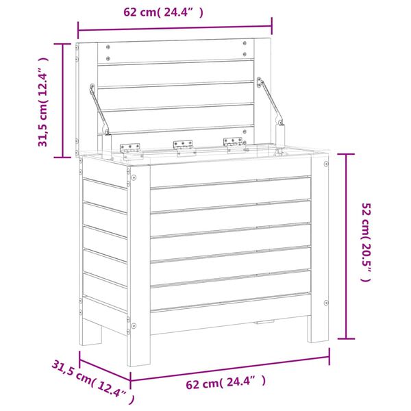 vidaXL Υποπόδιο Κήπου Καφέ Κεριού 62x31,5x52 εκ. Μασίφ Ξύλο Πεύκου