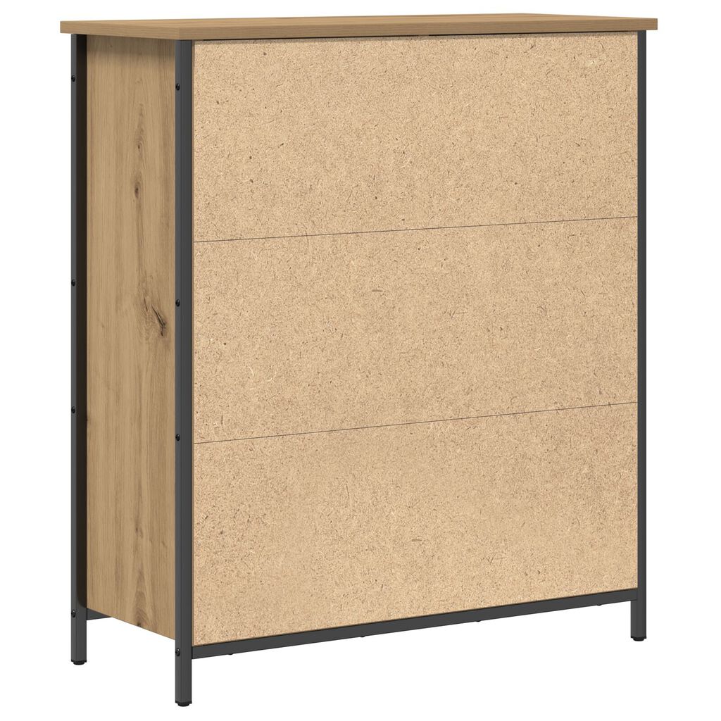 vidaXL Μπουφές Μασίφ Ξύλο Δρυός 70x30x80 εκ. Μοριοσανίδα και Μέταλλο
