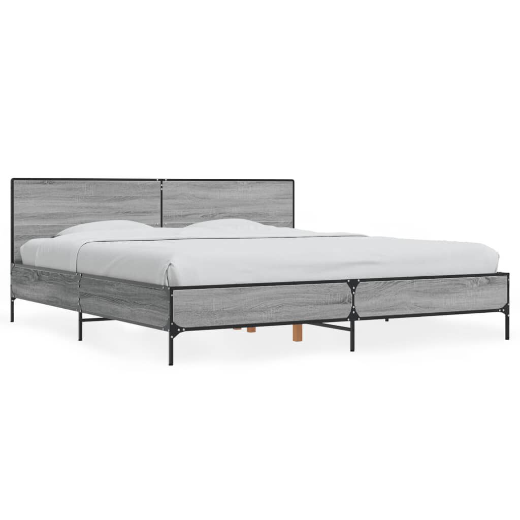 vidaXL Πλαίσιο Κρεβατιού Γκρι Sonoma 180x200 εκ. Επεξ. Ξύλο & Μέταλλο