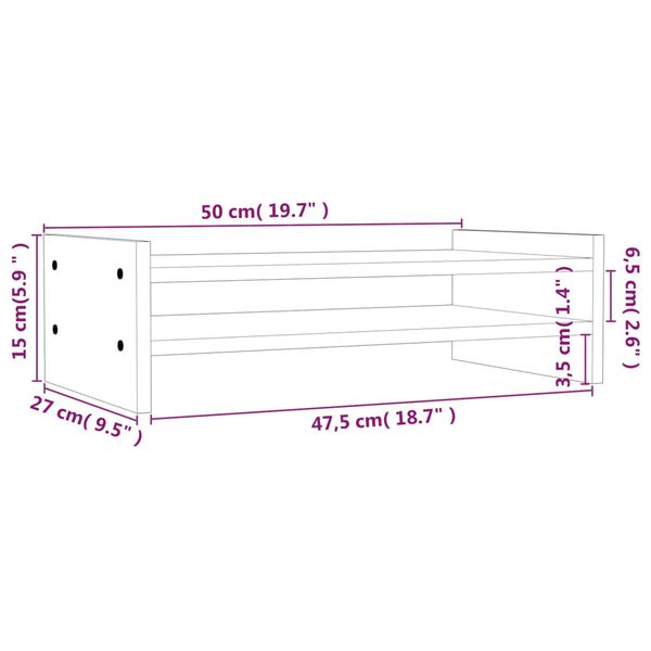 vidaXL Βάση Οθόνης 50 x 27 x 15 εκ. από Μασίφ Ξύλο Πεύκου