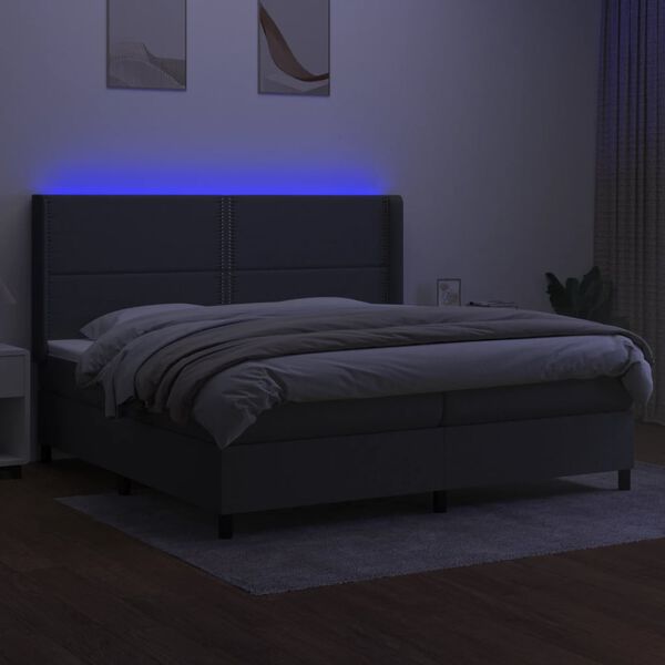 vidaXL &Kappa;&rho;&epsilon;&beta;ά&tau;&iota; Boxspring &mu;&epsilon; &Sigma;&tau;&rho;ώ&mu;&alpha; & LED &Sigma;&kappa;.&Gamma;&kappa;&rho;&iota; 200x200&epsilon;&kappa;. &Upsilon;&phi;&alpha;&sigma;&mu;ά&tau;&iota;&nu;&omicron;