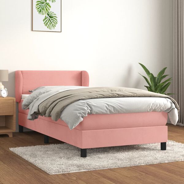 vidaXL &Kappa;&rho;&epsilon;&beta;ά&tau;&iota; Boxspring &mu;&epsilon; &Sigma;&tau;&rho;ώ&mu;&alpha; &Rho;&omicron;&zeta; 90x200 &epsilon;&kappa;. &Beta;&epsilon;&lambda;&omicron;ύ&delta;&iota;&nu;&omicron;
