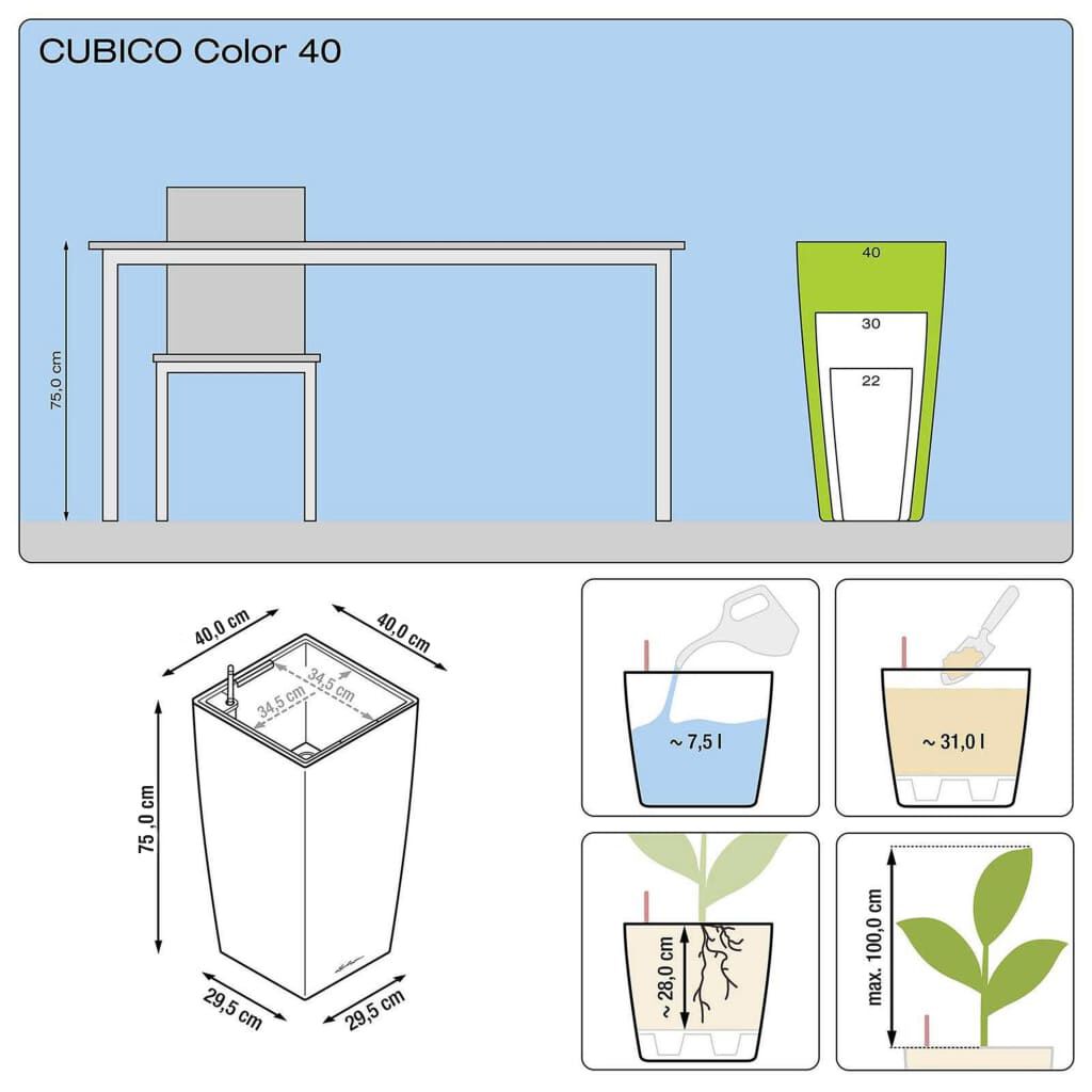 LECHUZA Γλάστρα Cubico Color 40 ALL-IN-ONE Λευκή 13150