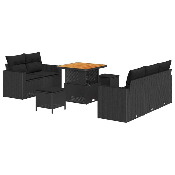 vidaXL Σετ Καναπέ Κήπου 8 pcs Μαύρο συνθετικό ρατάν