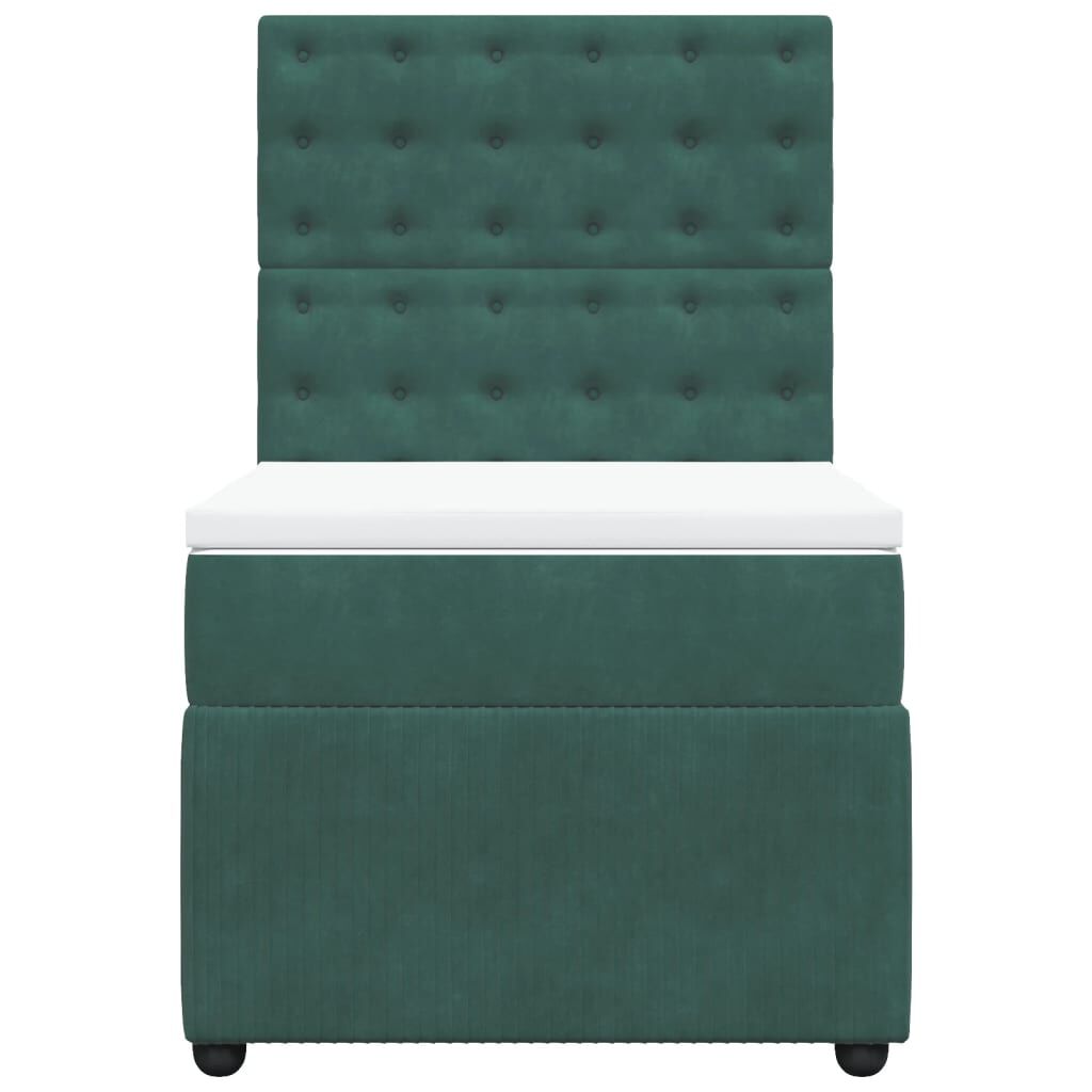 vidaXL Κρεβάτι Boxspring με Στρώμα Σκούρο Πράσινο 100x200εκ. Βελούδινο
