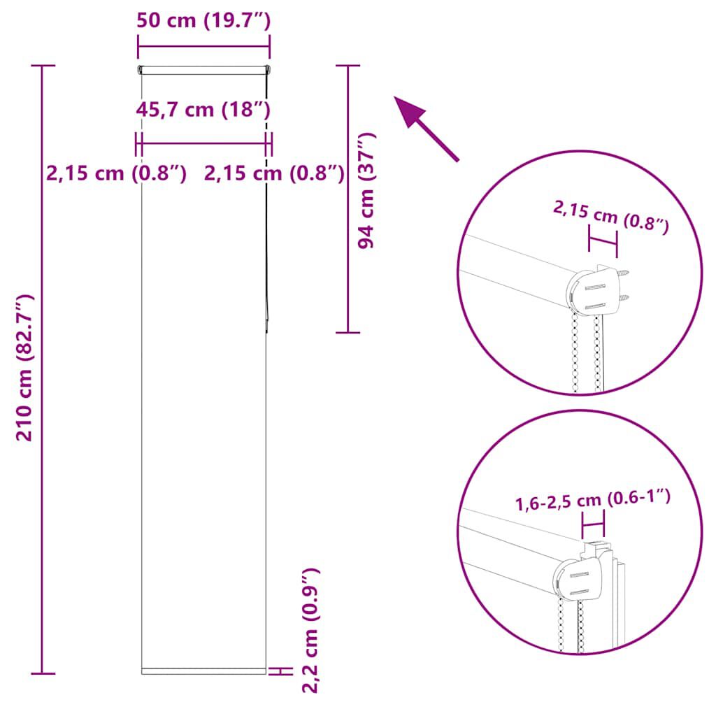vidaXL Roller Blind Blackout ανοιχτό γκρι 50x210 cm Πλάτος υφάσματος