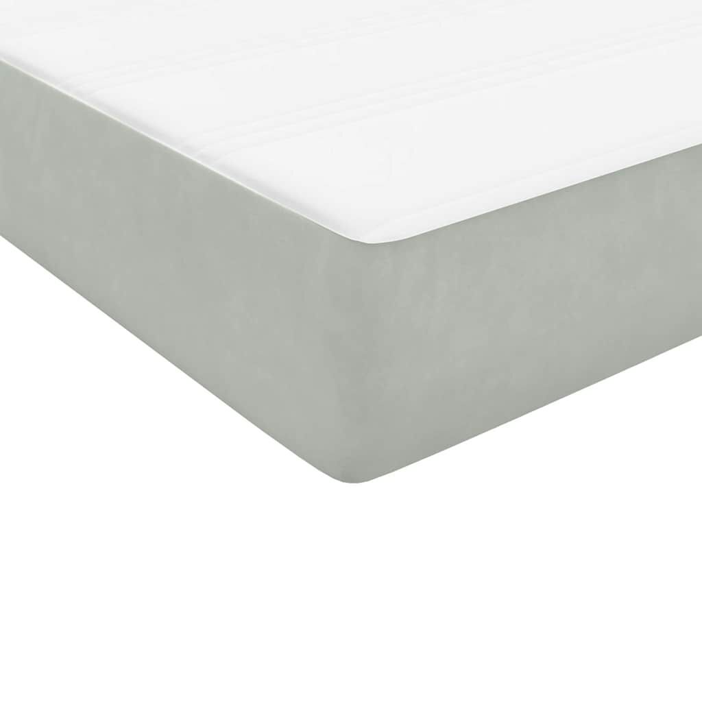 vidaXL Box Spring κρεβάτι με στρώμα ανοιχτό γκρι 80x220 cm Βελούδινο