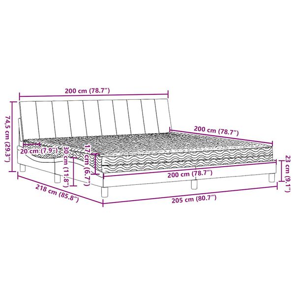 vidaXL Κρεβάτι με Στρώμα Taupe 200x200 εκ. Υφασμάτινο