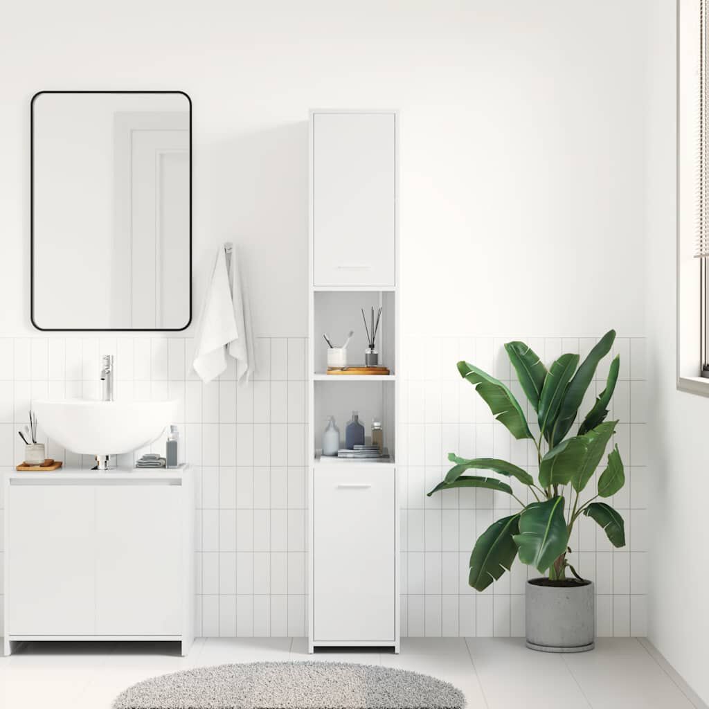 vidaXL Στήλη Μπάνιου Γυαλιστερό Λευκό 30x30x183,5 εκ. Επεξεργασμ. Ξύλο
