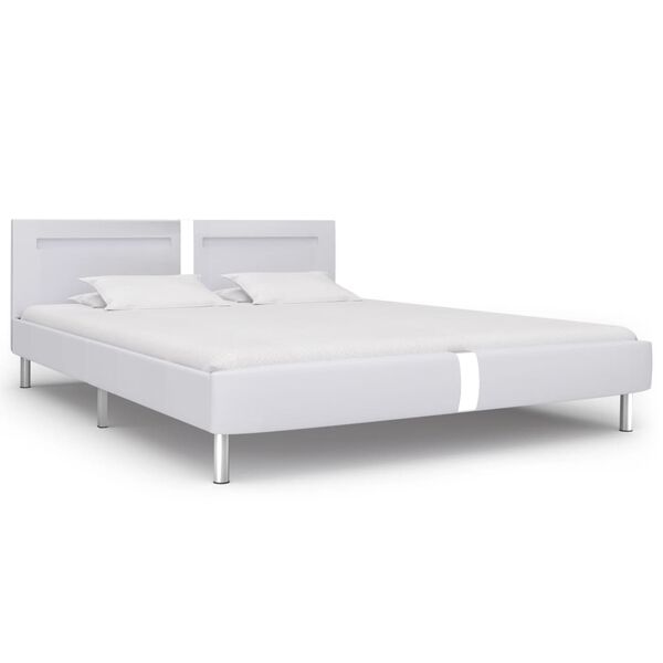 vidaXL Πλαίσιο Κρεβατιού με LED Λευκό 180x200 εκ. από Συνθετικό Δέρμα