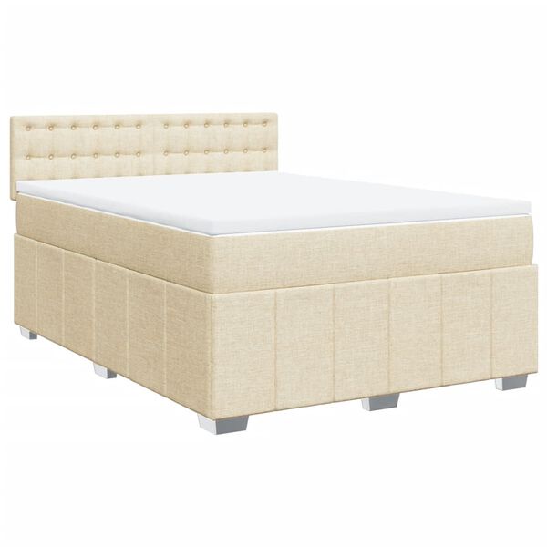 vidaXL &Kappa;&rho;&epsilon;&beta;ά&tau;&iota; Boxspring &mu;&epsilon; &Sigma;&tau;&rho;ώ&mu;&alpha; &Kappa;&rho;&epsilon;&mu; 140x200 &epsilon;&kappa;. &Upsilon;&phi;&alpha;&sigma;&mu;ά&tau;&iota;&nu;&omicron;