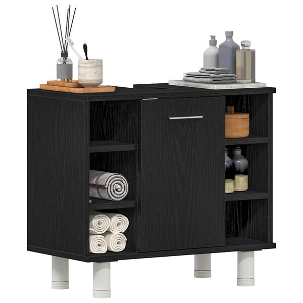vidaXL Ντουλάπι Μπάνιου Μαύρη Οξυά 60 x 32 x 54 εκ Επεξεργασμένο ξύλο