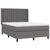 vidaXL Κρεβάτι Boxspring με Στρώμα Γκρι 140x200εκ. από Συνθετικό Δέρμα