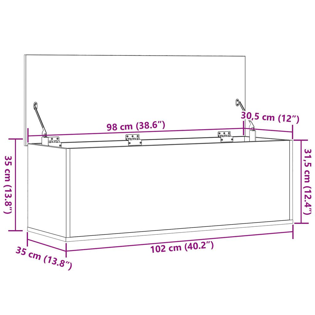 vidaXL Κουτί αποθήκευσης από καρυδιά 102x35x35 εκ. Φτιαγμένο από ξύλο μηχανής