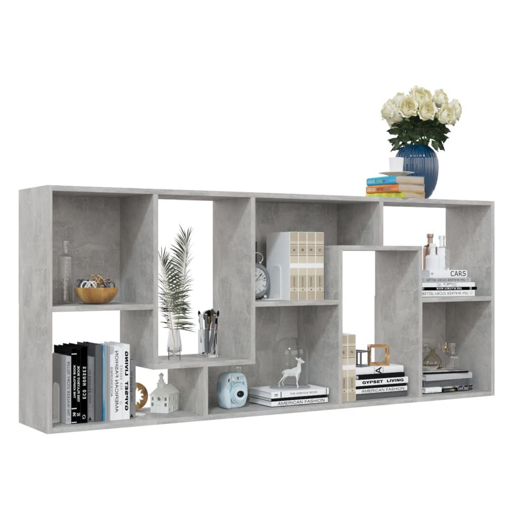 vidaXL Βιβλιοθήκη Γκρι Σκυροδέματος 67 x 24 x 161 εκ. από Επεξ. Ξύλο