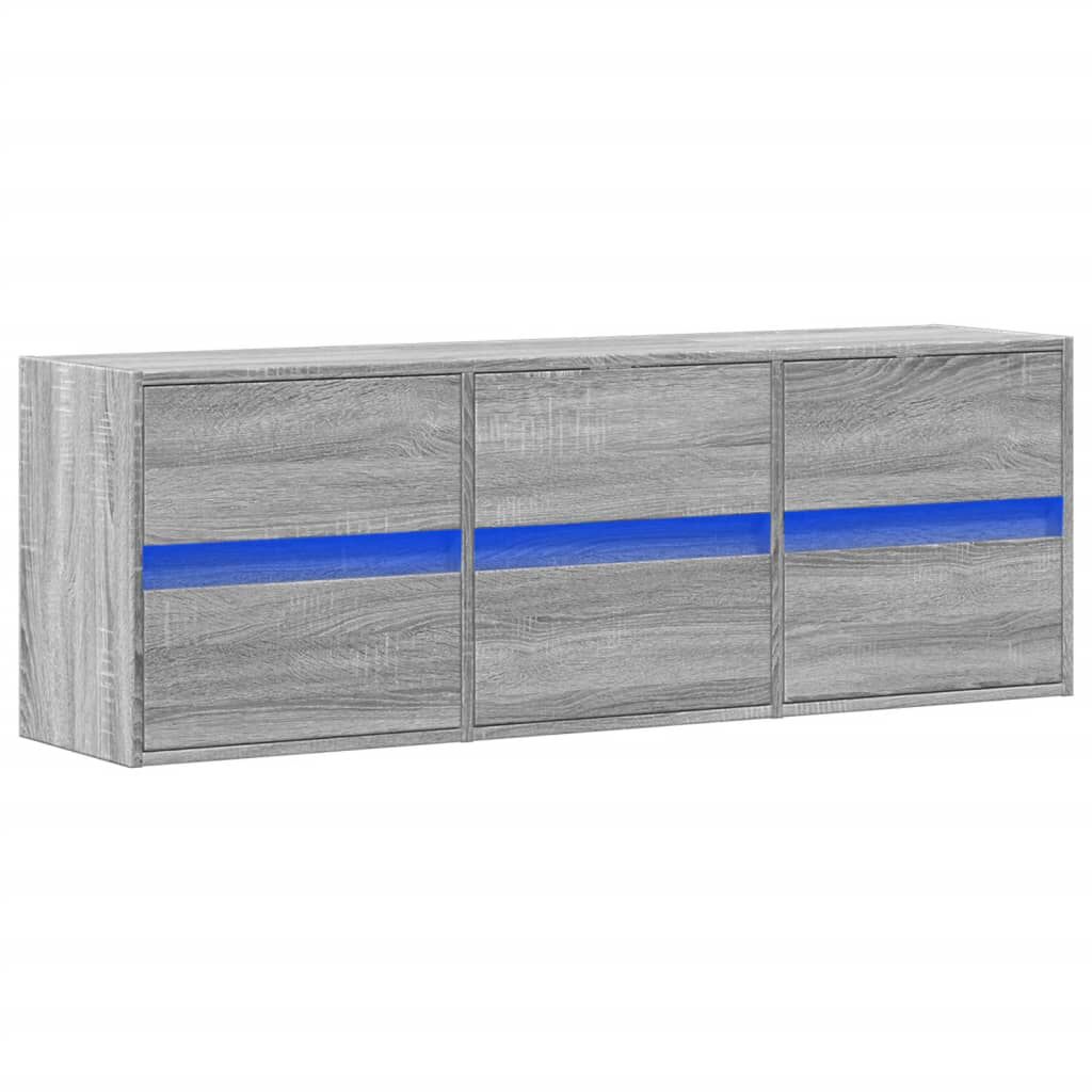 vidaXL Έπιπλο Τοίχου Τηλεόρασης με LED Γκρι Sonoma 130x31x45 εκ.