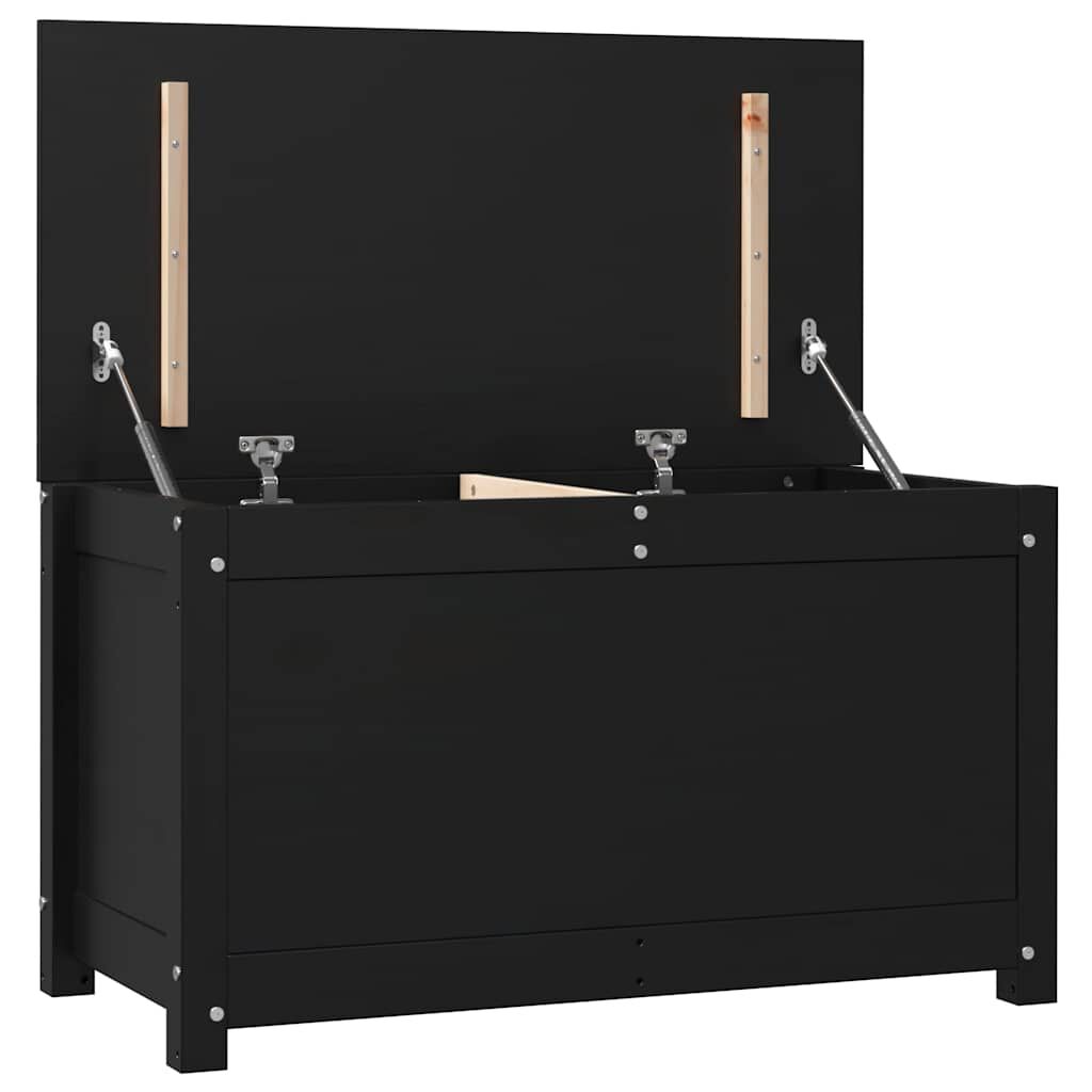 vidaXL Κουτί Αποθήκευσης Μαύρο 80x40x45,5 εκ από Μασίφ Ξύλο Πεύκου