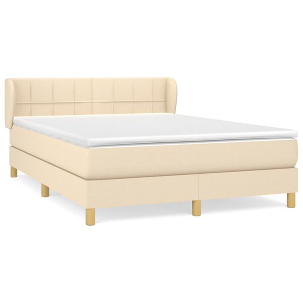 vidaXL &Kappa;&rho;&epsilon;&beta;ά&tau;&iota; Boxspring &mu;&epsilon; &Sigma;&tau;&rho;ώ&mu;&alpha; &Kappa;&rho;&epsilon;&mu; 140x190 &epsilon;&kappa;. &Upsilon;&phi;&alpha;&sigma;&mu;ά&tau;&iota;&nu;&omicron;