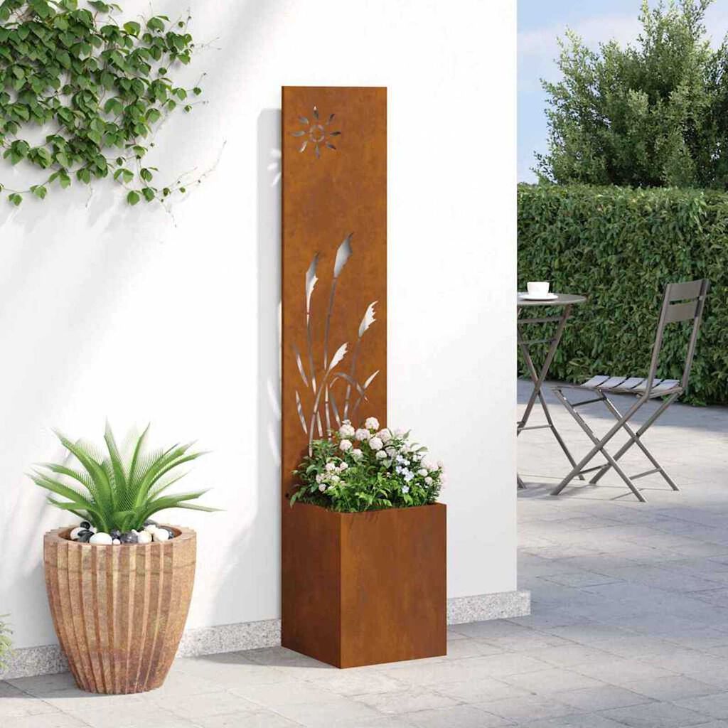 vidaXL Γλάστρα Κήπου με Διακοσμητική Πάνελ Σκ rusty 32 x 140 εκ.