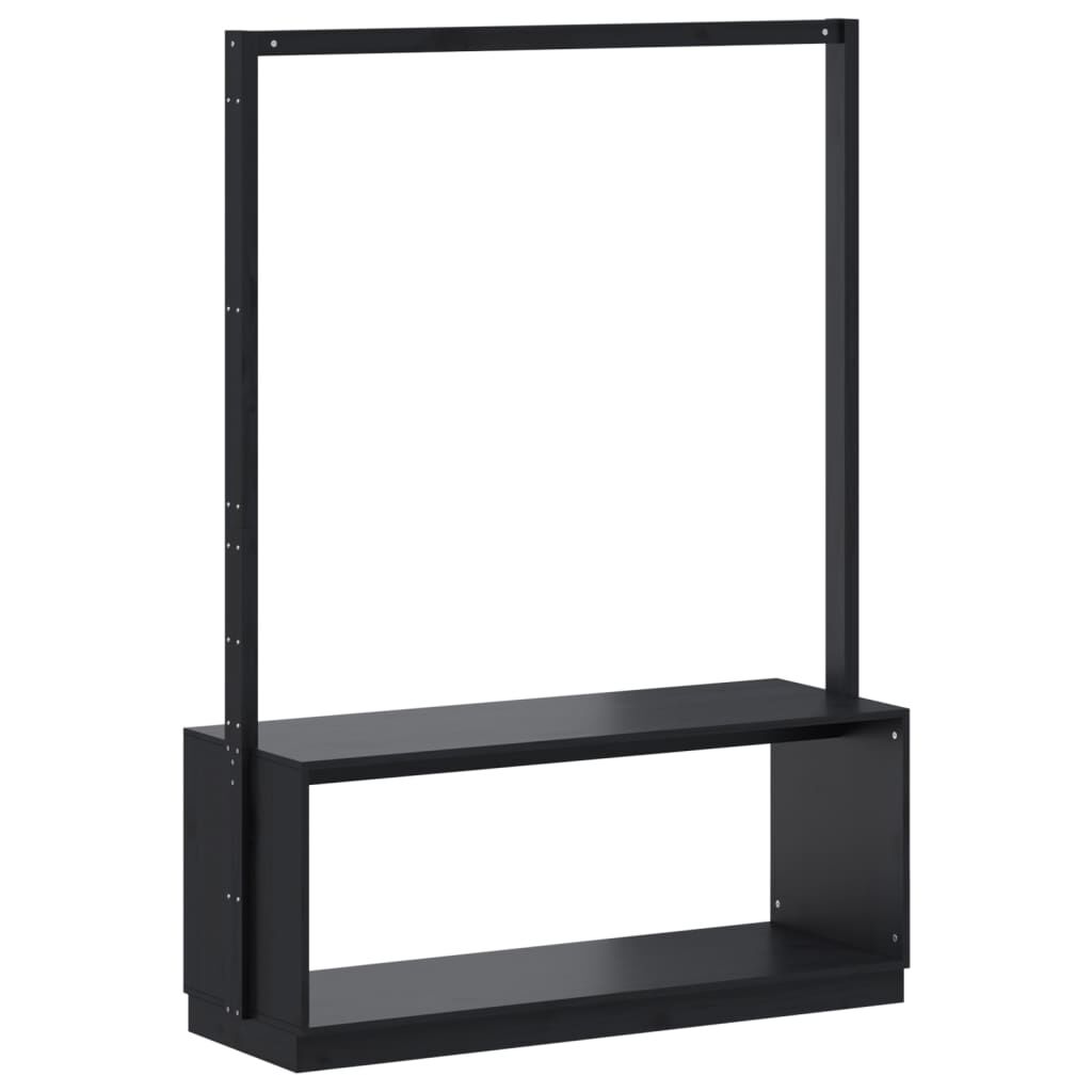 vidaXL Κρεμάστρα Ρούχων Παπουτσοθήκη Μαύρη 113x40x157,5 εκ Μασίφ Πεύκο