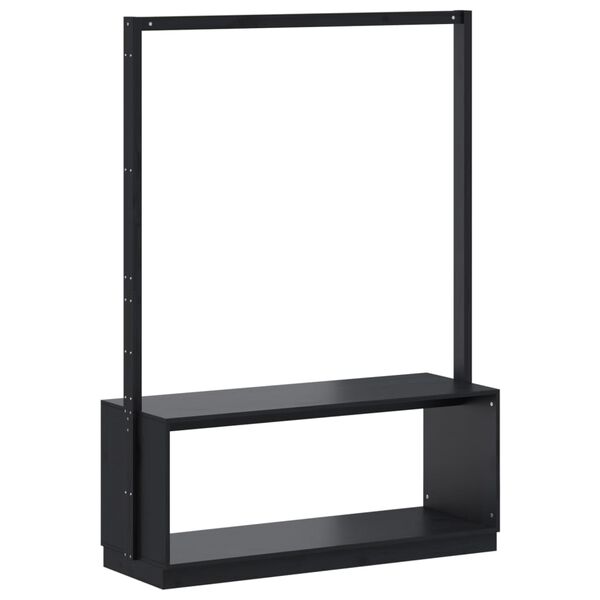 vidaXL Κρεμάστρα Ρούχων Παπουτσοθήκη Μαύρη 113x40x157,5 εκ Μασίφ Πεύκο