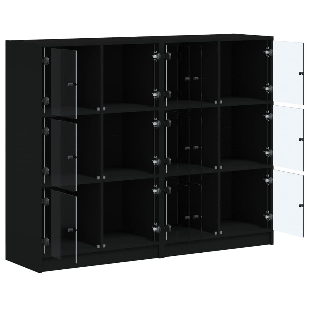 vidaXL Βιβλιοθήκη με Πόρτες Μαύρη 136x37x109 εκ. Επεξ. Ξύλο